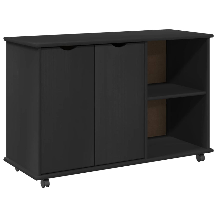 Rolling Kast Zwart 100 x 39 x 65,5 cm Massief Vurenhout