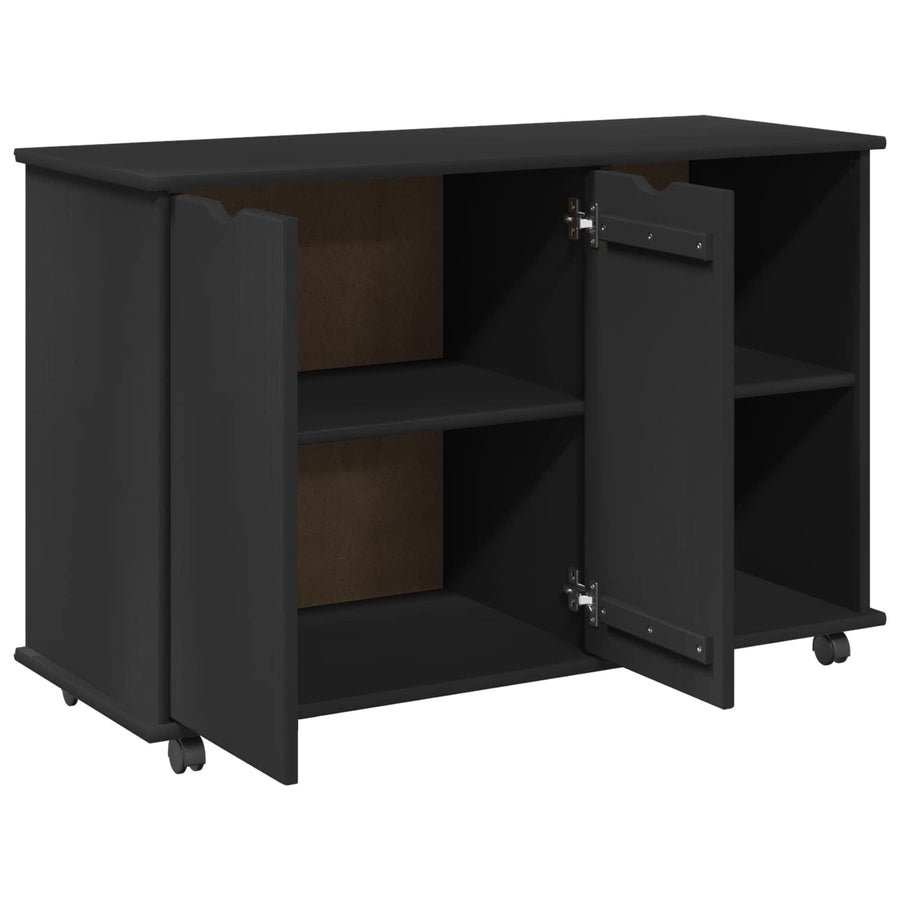 Rolling Kast Zwart 100 x 39 x 65,5 cm Massief Vurenhout