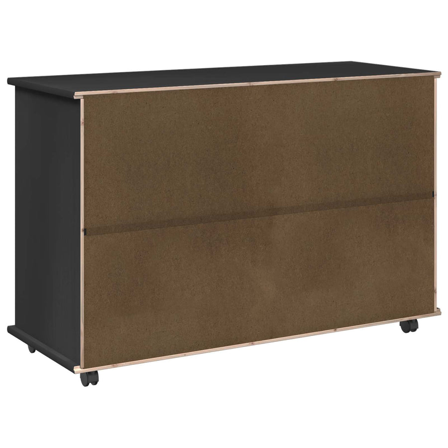 Rolling Kast Zwart 100 x 39 x 65,5 cm Massief Vurenhout