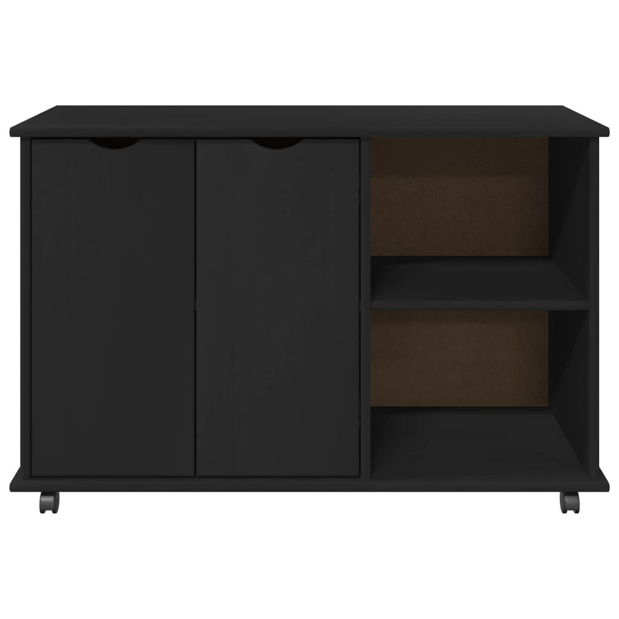 Rolling Kast Zwart 100 x 39 x 65,5 cm Massief Vurenhout