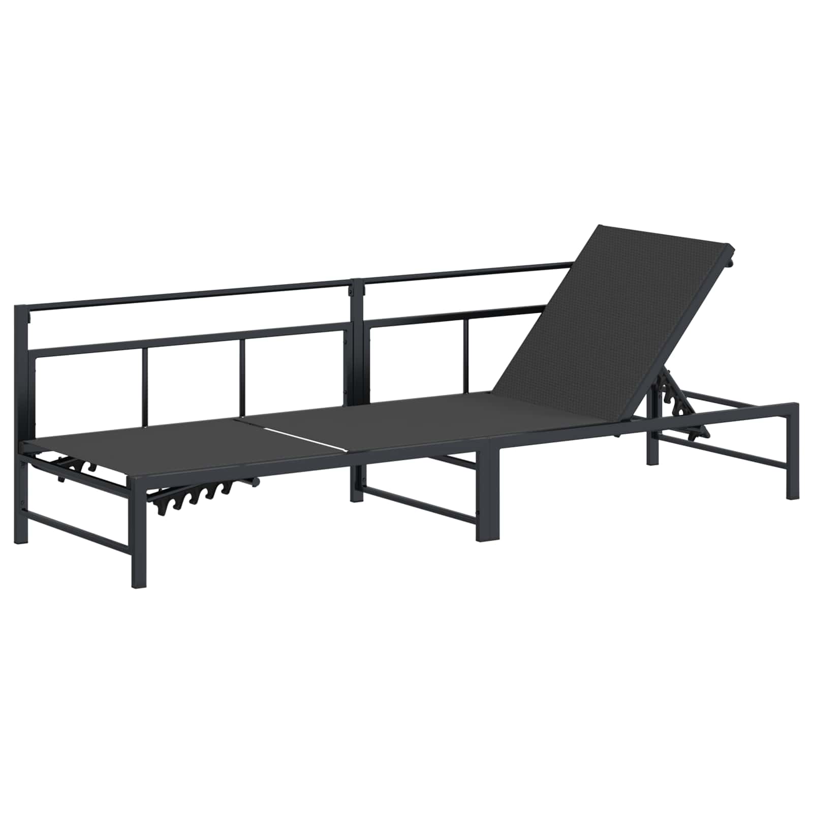 Ligstoel Zwart 200 x 62 x 59,5 cm Textileen