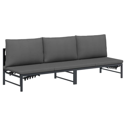 3-Persoons Zonligbed Zwart 200 x 62 x 59 cm Textileen