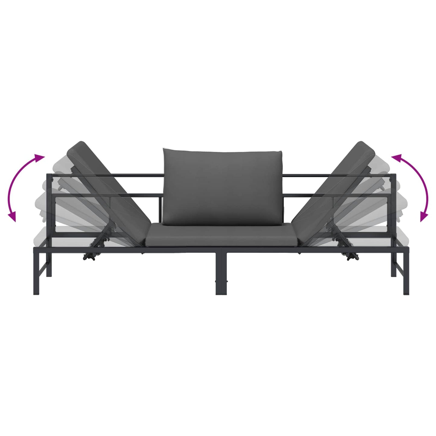 3-Persoons Zonligbed Zwart 200 x 62 x 59 cm Textileen