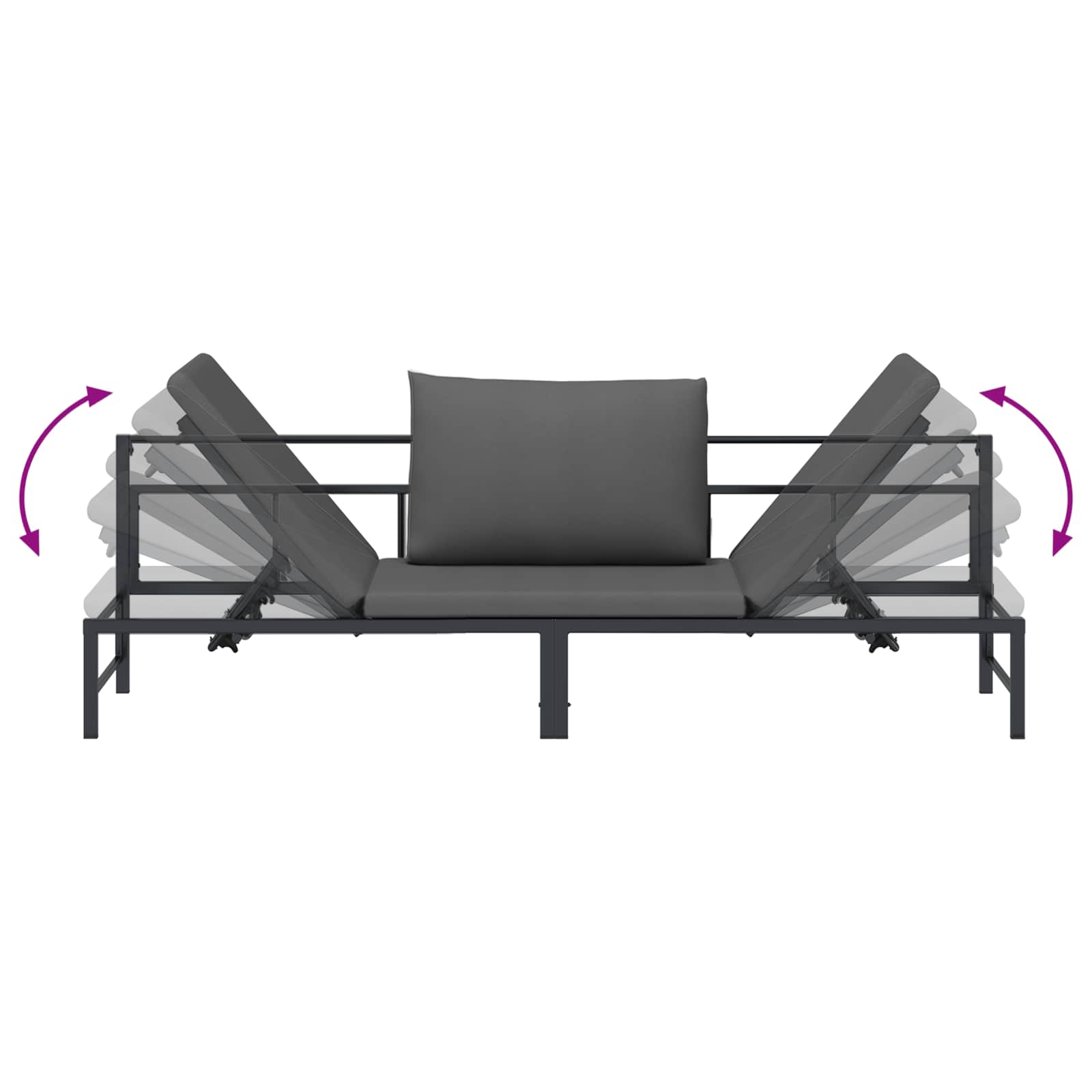 3-Persoons Zonligbed Zwart 200 x 62 x 59 cm Textileen