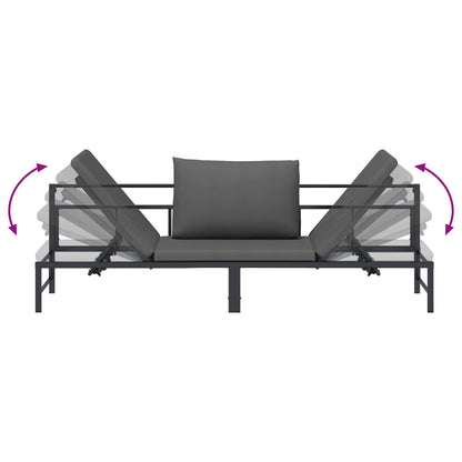 3-Persoons Zonligbed Zwart 200 x 62 x 59 cm Textileen
