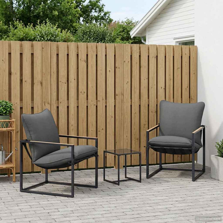 Tuinbankenset 3 pcs Zwart en Anthraciet Staal