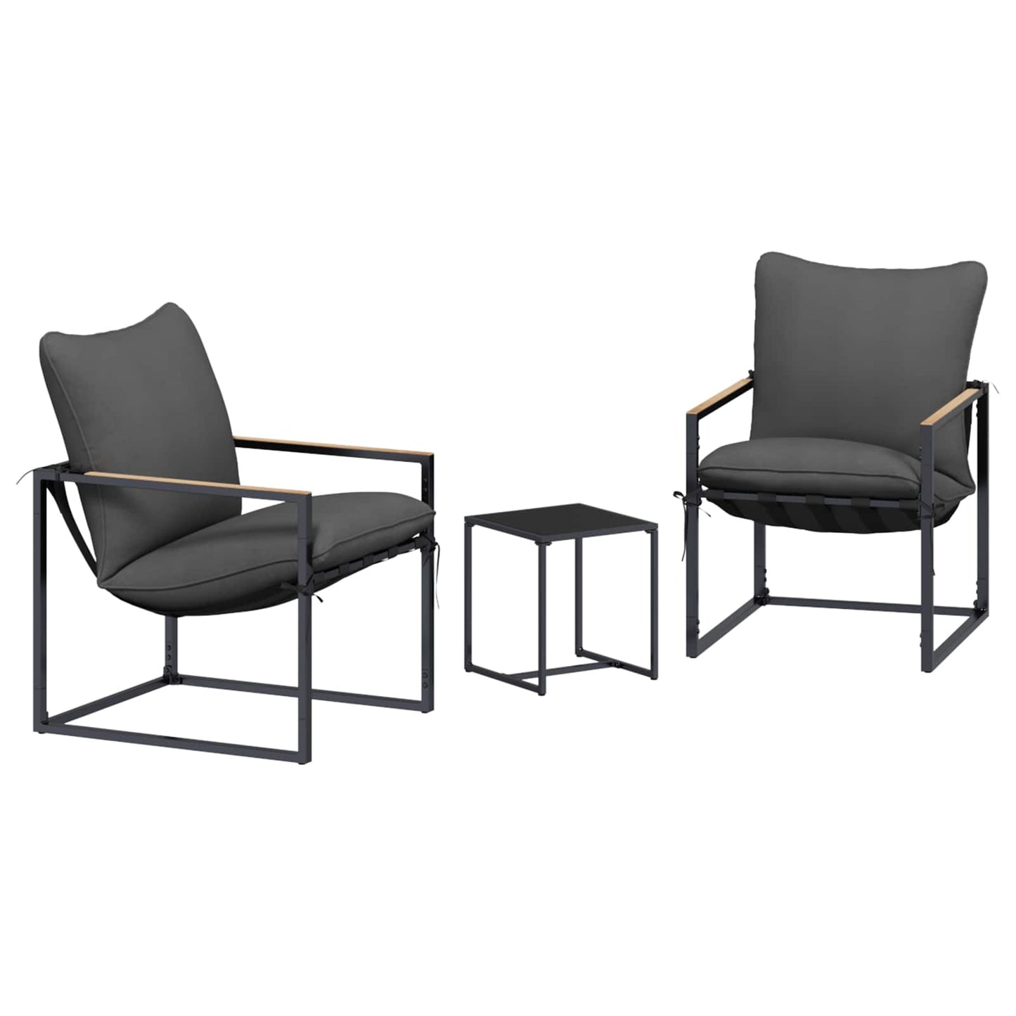 Tuinbankenset 3 pcs Zwart en Anthraciet Staal