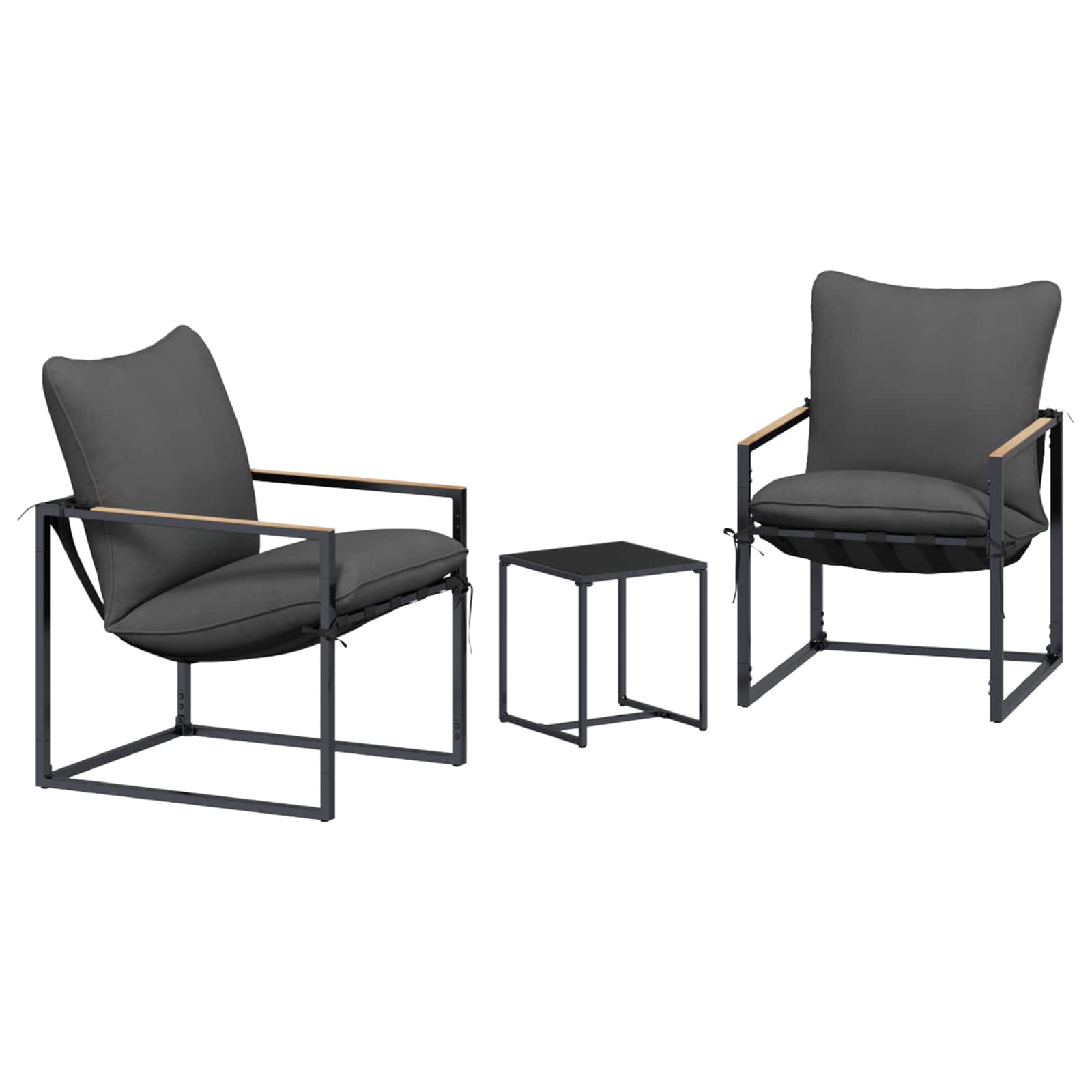 Tuinbankenset 3 pcs Zwart en Anthraciet Staal