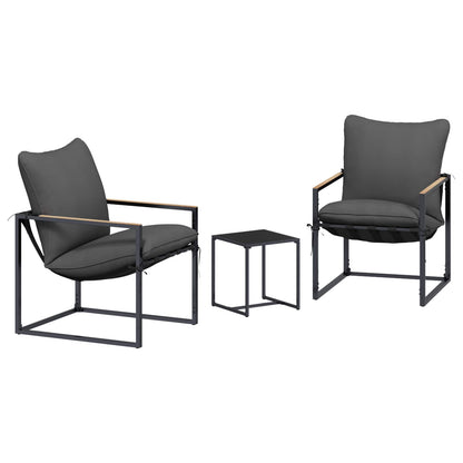 Tuinbankenset 3 pcs Zwart en Anthraciet Staal