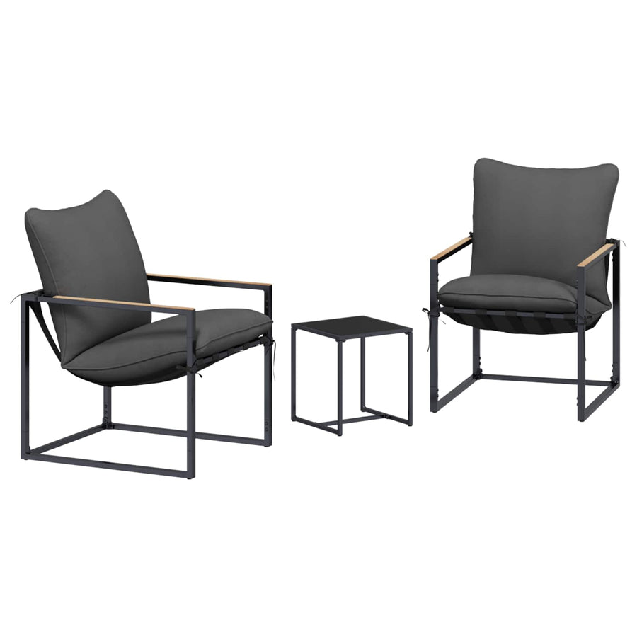 Tuinbankenset 3 pcs Zwart en Anthraciet Staal