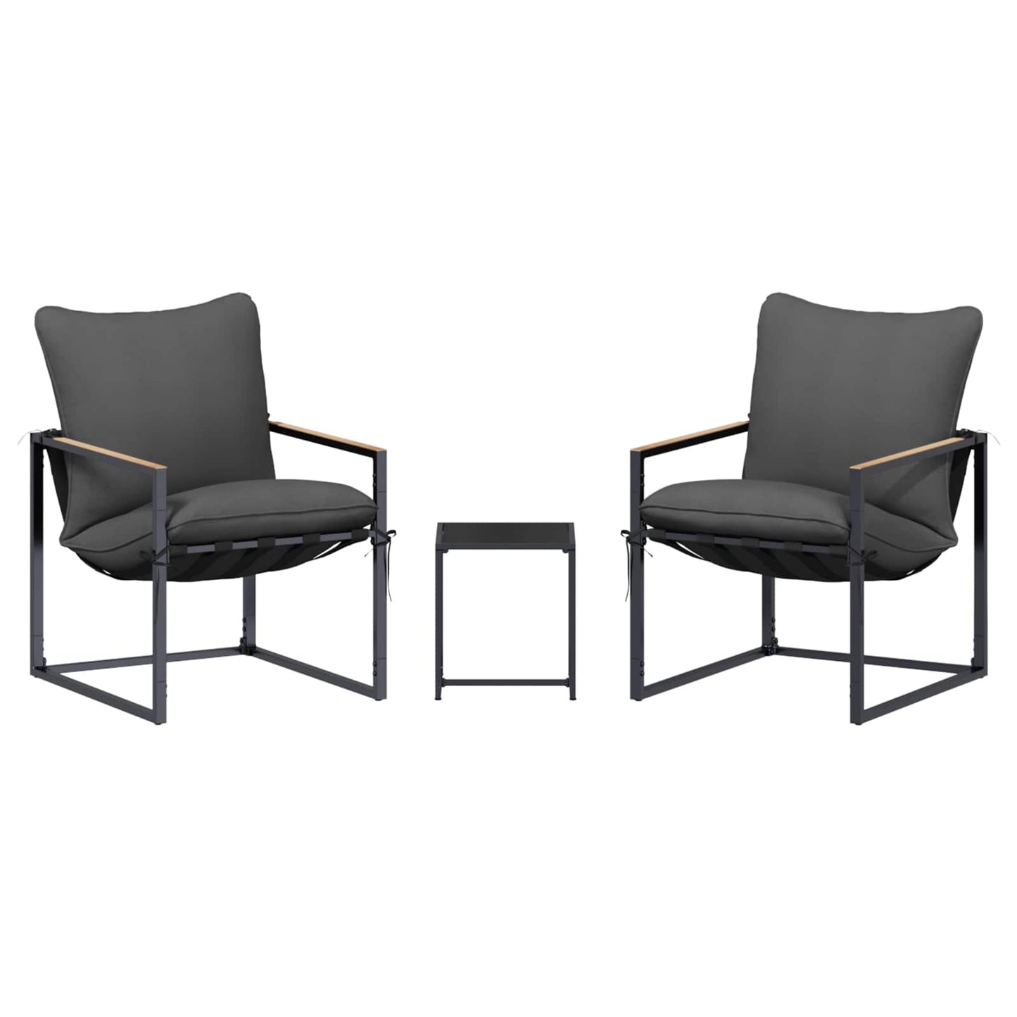 Tuinbankenset 3 pcs Zwart en Anthraciet Staal