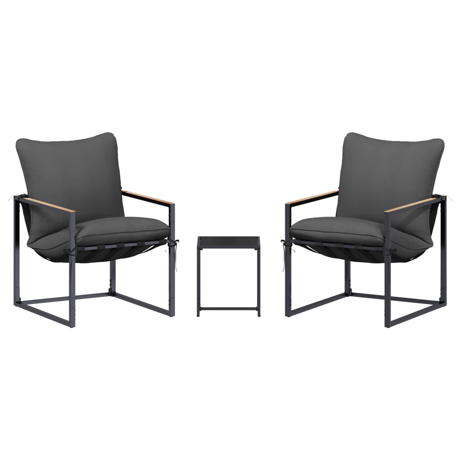 Tuinbankenset 3 pcs Zwart en Anthraciet Staal