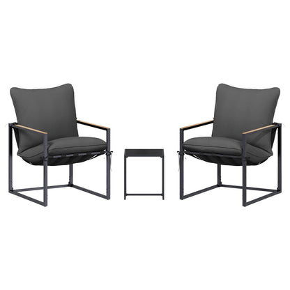 Tuinbankenset 3 pcs Zwart en Anthraciet Staal