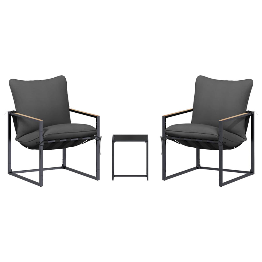 Tuinbankenset 3 pcs Zwart en Anthraciet Staal
