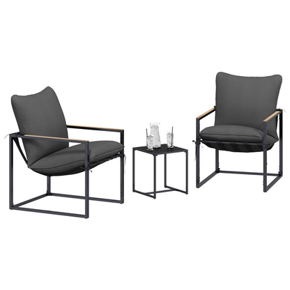 Tuinbankenset 3 pcs Zwart en Anthraciet Staal