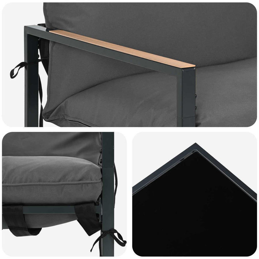 Tuinbankenset 3 pcs Zwart en Anthraciet Staal