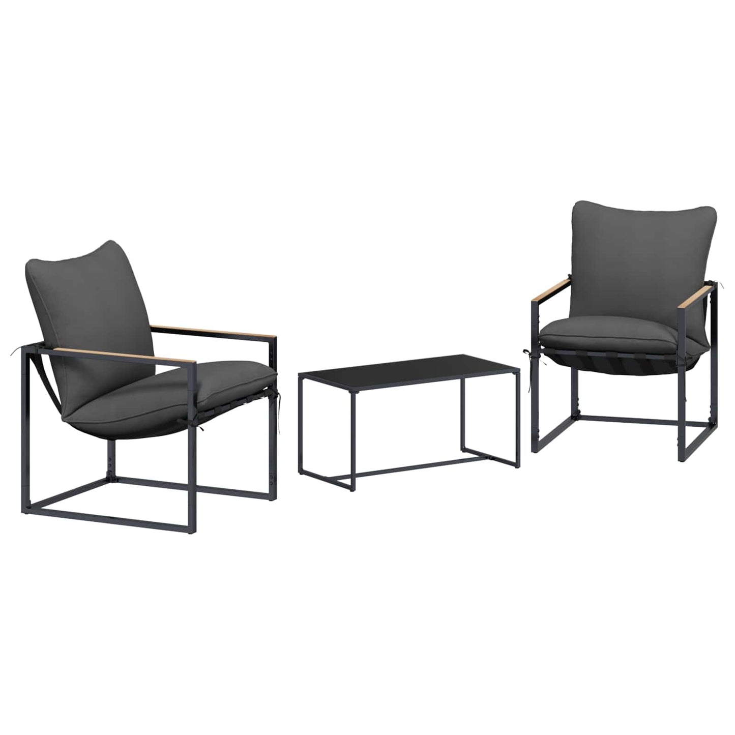 Tuinbankenset 3 pcs Zwart en Anthraciet Staal