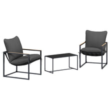 Tuinbankenset 3 pcs Zwart en Anthraciet Staal