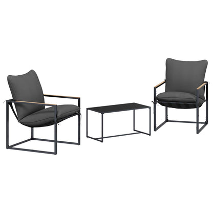 Tuinbankenset 3 pcs Zwart en Anthraciet Staal