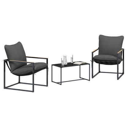 Tuinbankenset 3 pcs Zwart en Anthraciet Staal