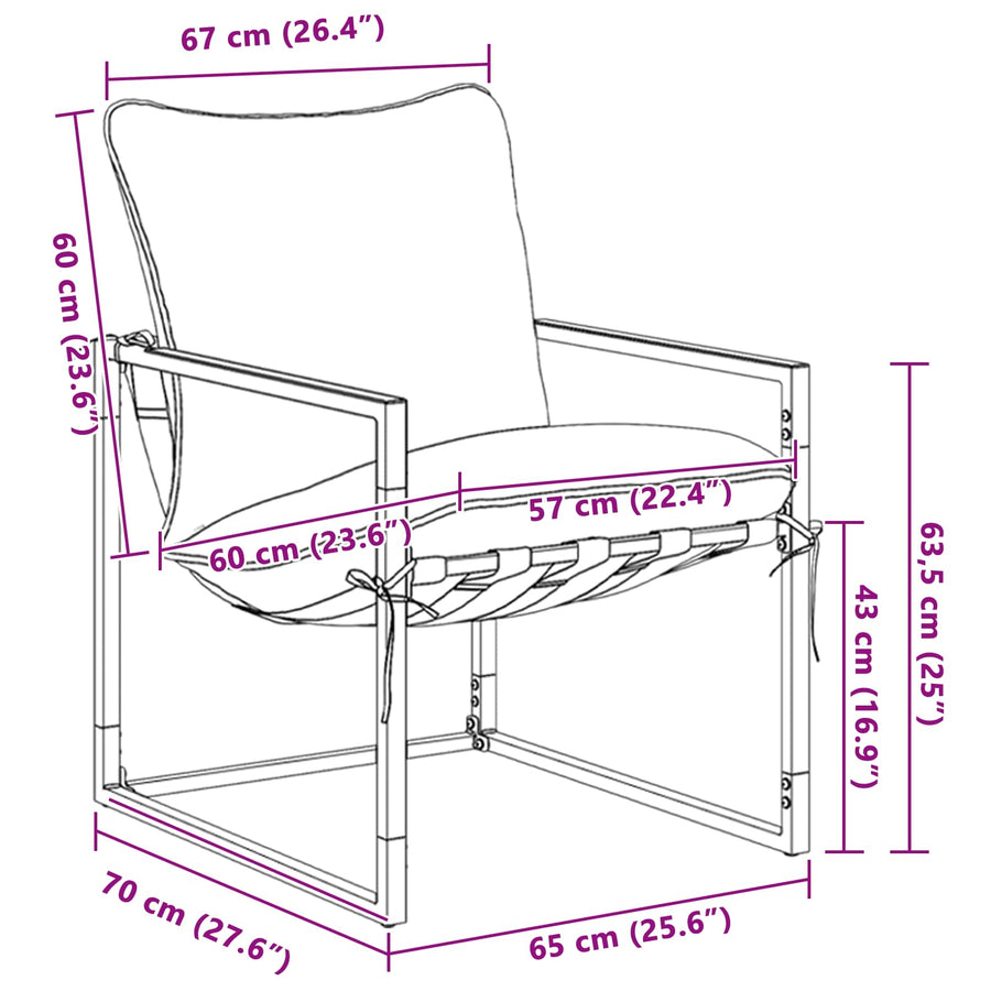 Tuinbankenset 3 pcs Zwart en Anthraciet Staal