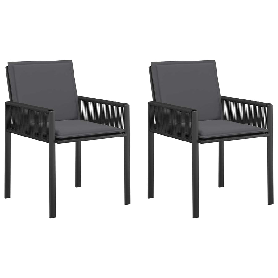 Tuinstoelen met kussen 6 pcs Zwart en Donkergrijs poly rattan