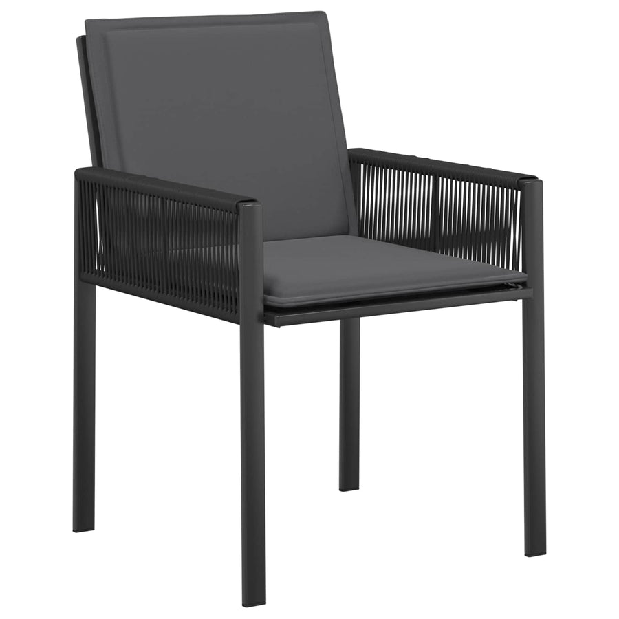 Tuinstoelen met kussen 6 pcs Zwart en Donkergrijs poly rattan