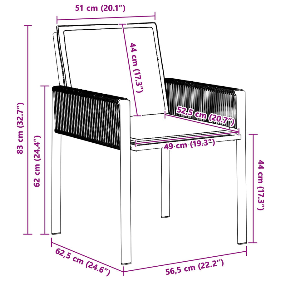 Tuinstoelen met kussen 6 pcs Zwart en Donkergrijs poly rattan