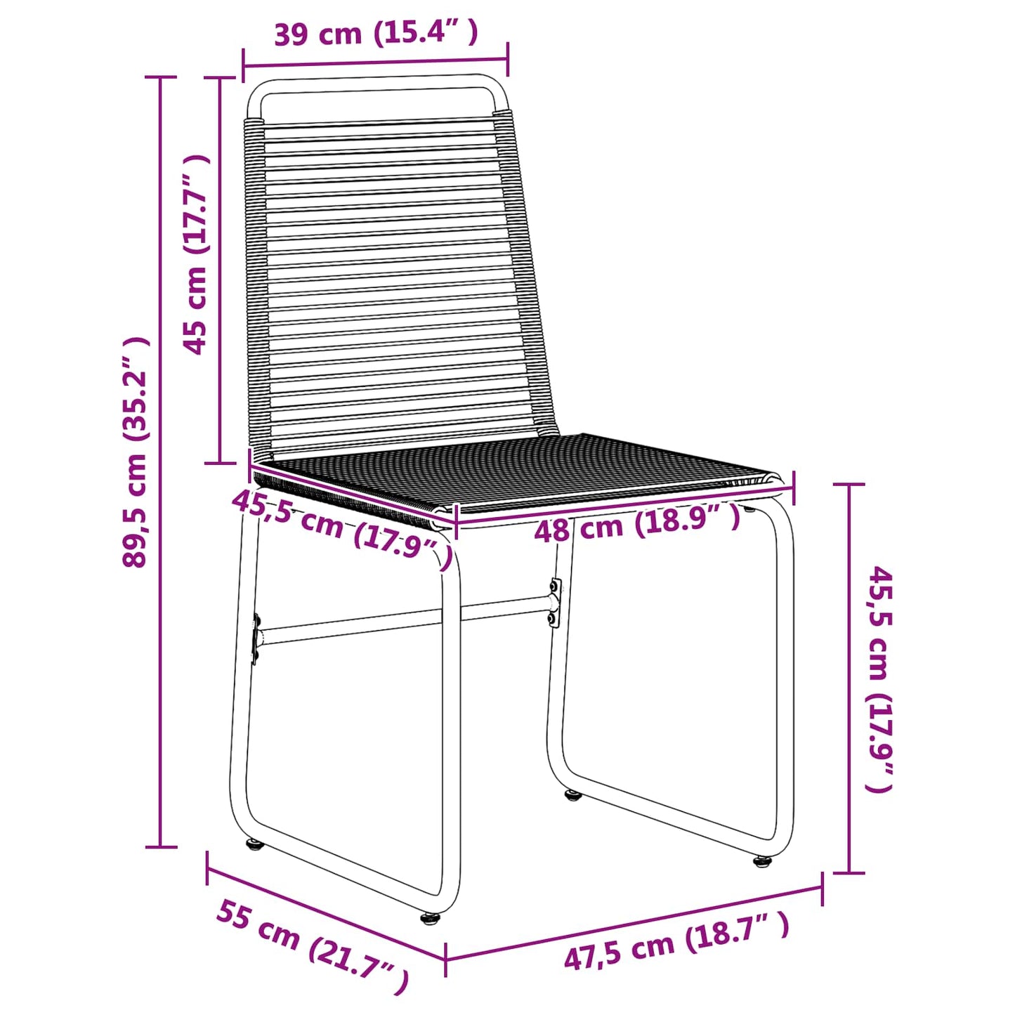 Tuinstoelen 2 pcs Zwart 48 x 55 x 89,5 cm Rattan
