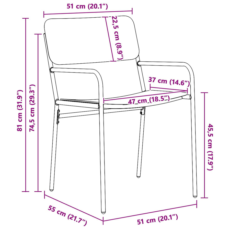 Tuinstoelen 2 pcs Antraciet 51 x 55 x 81 cm Staal