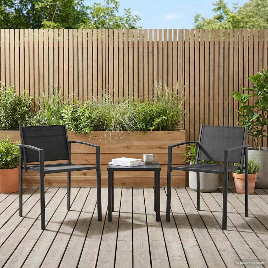 Tuinstoelen 2 pcs Zwart en Anthraciet 53,5 x 59 x 77 cm