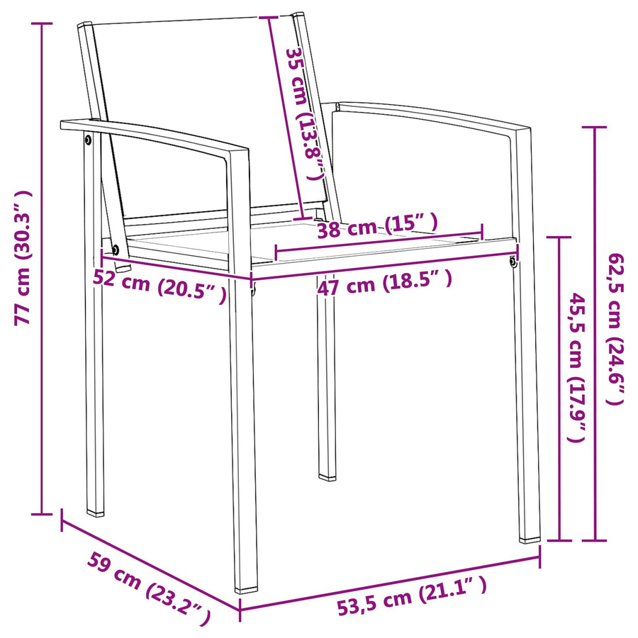 Tuinstoelen 2 pcs Zwart en Anthraciet 53,5 x 59 x 77 cm