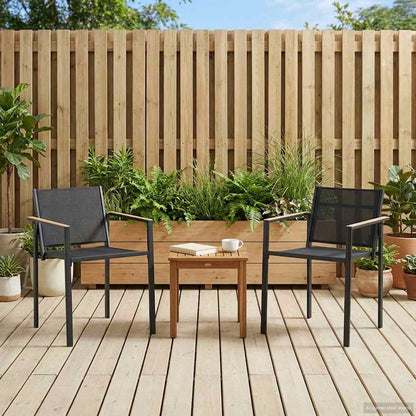 Tuinstoelen 2 pcs Zwart en Anthraciet 53,5 x 59 x 77 cm
