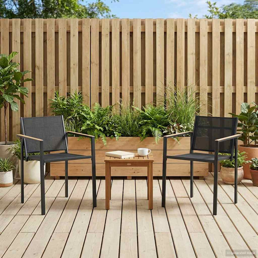 Tuinstoelen 2 pcs Zwart en Anthraciet 53,5 x 59 x 77 cm