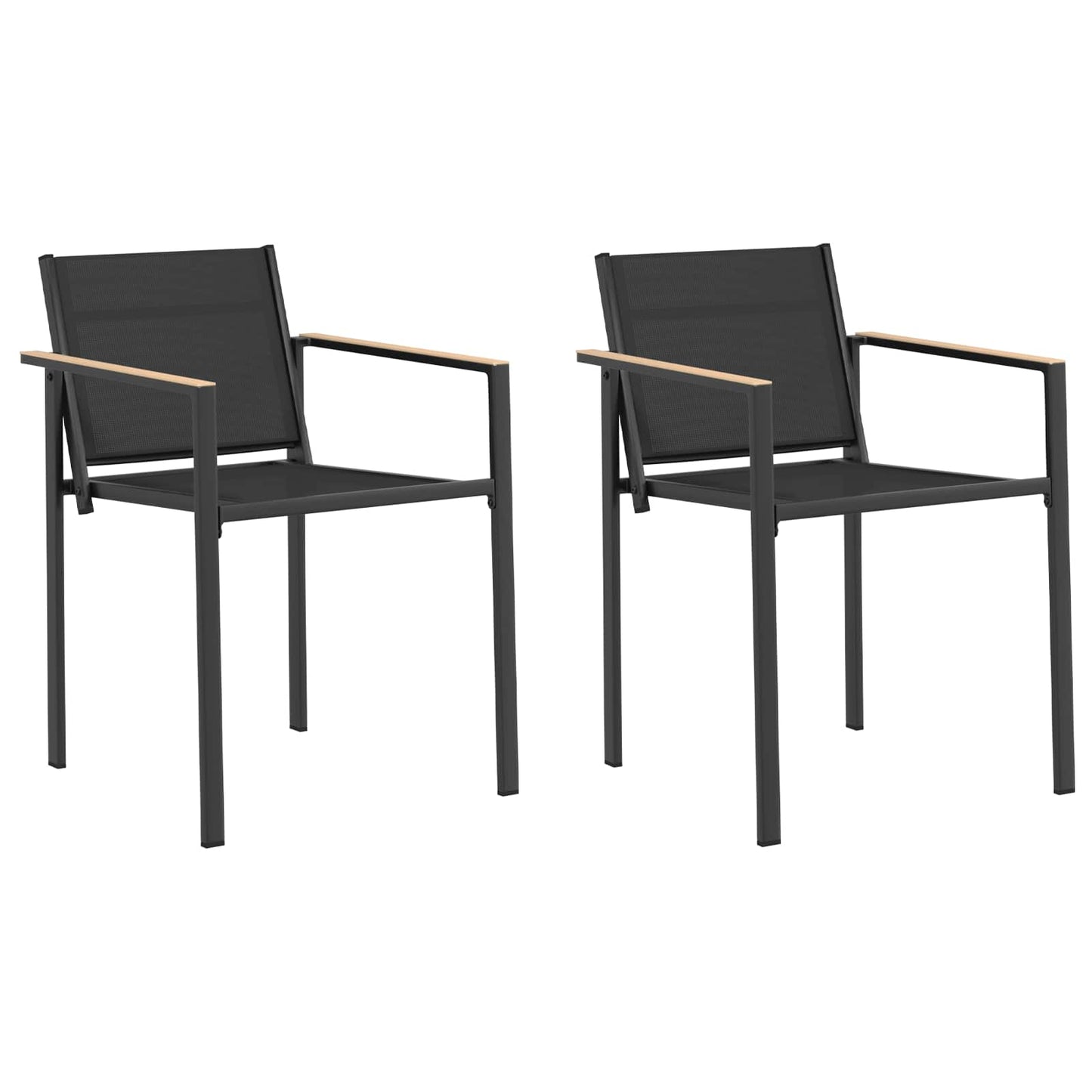 Tuinstoelen 2 pcs Zwart en Anthraciet 53,5 x 59 x 77 cm