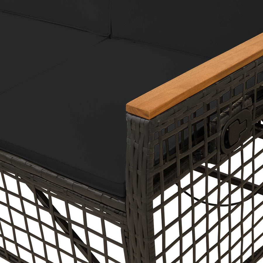 Tuin Ligbank Set Zwart 164 x 164 x 112 cm poly rattan