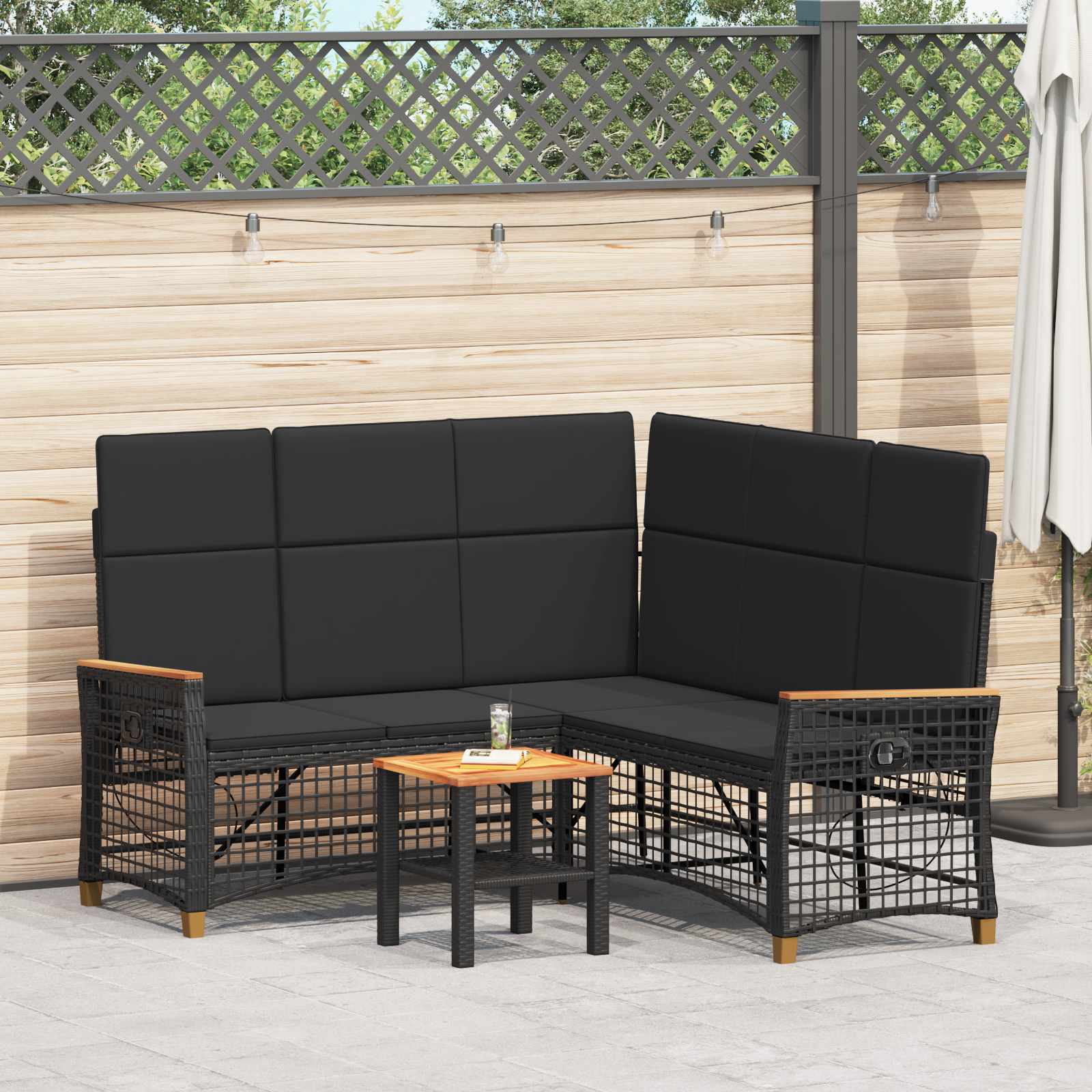 Tuin Ligbank Set Zwart 164 x 164 x 112 cm poly rattan