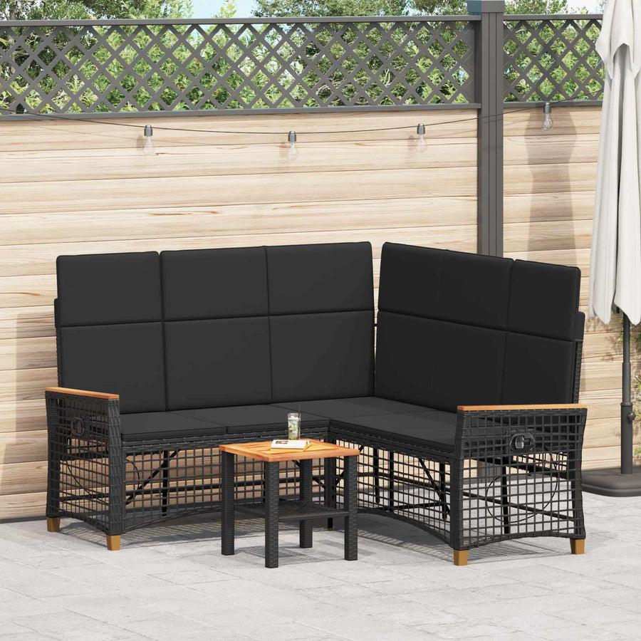 Tuin Ligbank Set Zwart 164 x 164 x 112 cm poly rattan