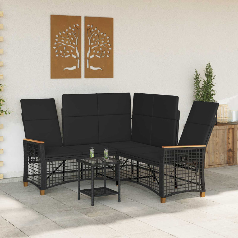Tuin Ligbank Set Zwart 164 x 164 x 112 cm poly rattan