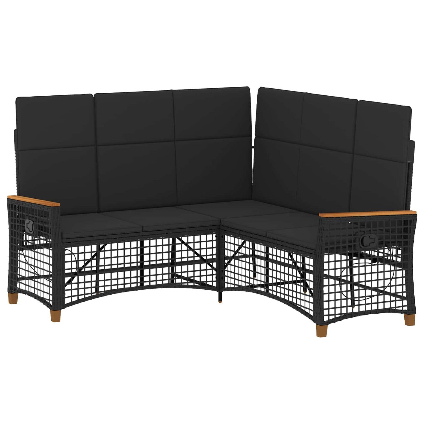 Tuin Ligbank Set Zwart 164 x 164 x 112 cm poly rattan