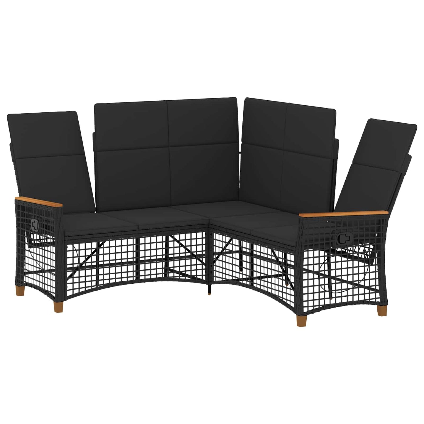 Tuin Ligbank Set Zwart 164 x 164 x 112 cm poly rattan