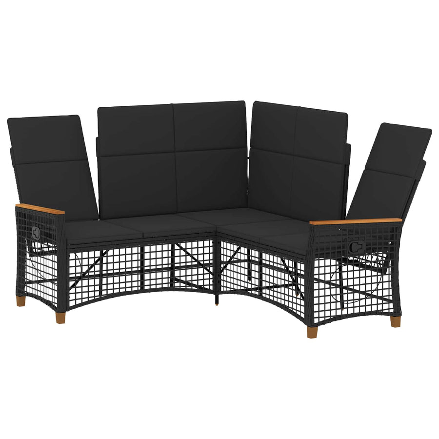 Tuin Ligbank Set Zwart 164 x 164 x 112 cm poly rattan