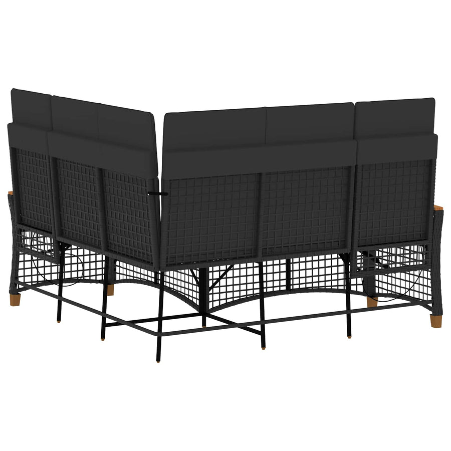 Tuin Ligbank Set Zwart 164 x 164 x 112 cm poly rattan