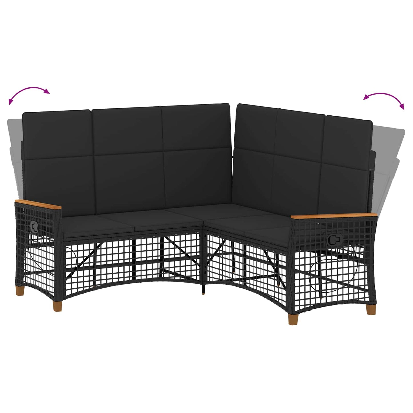 Tuin Ligbank Set Zwart 164 x 164 x 112 cm poly rattan
