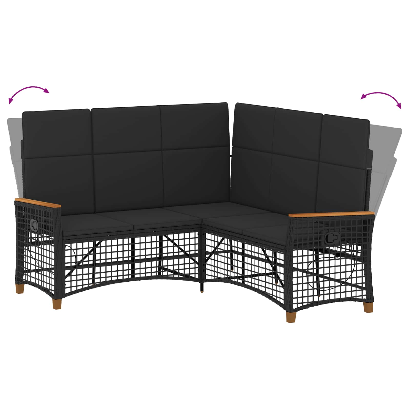 Tuin Ligbank Set Zwart 164 x 164 x 112 cm poly rattan