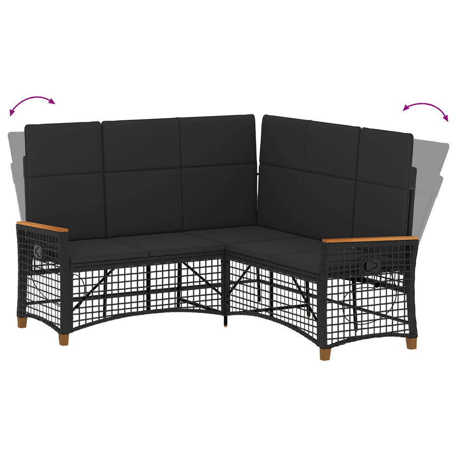 Tuin Ligbank Set Zwart 164 x 164 x 112 cm poly rattan
