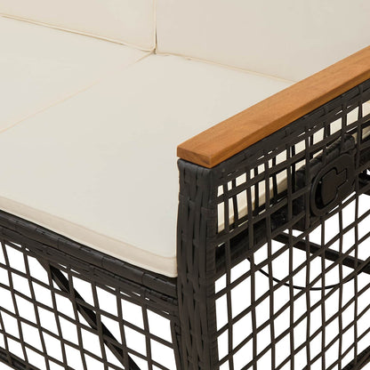Tuin Ligbank Set Zwart en Cream Wit 164 x 164 x 112 cm