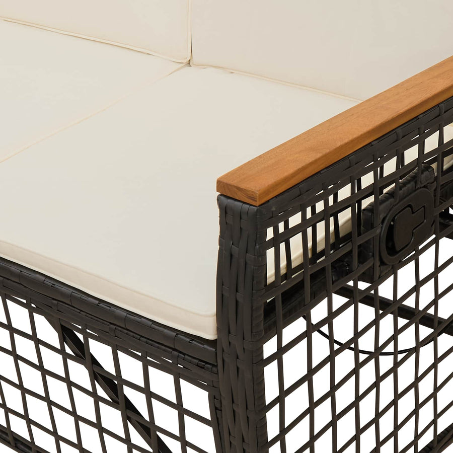 Tuin Ligbank Set Zwart en Cream Wit 164 x 164 x 112 cm