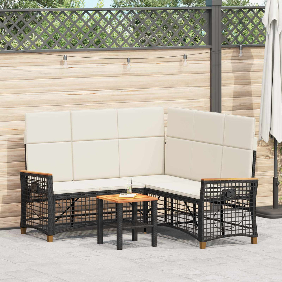 Tuin Ligbank Set Zwart en Cream Wit 164 x 164 x 112 cm