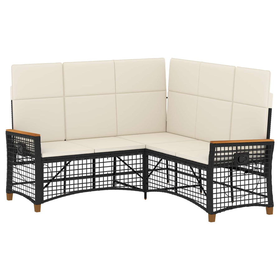 Tuin Ligbank Set Zwart en Cream Wit 164 x 164 x 112 cm
